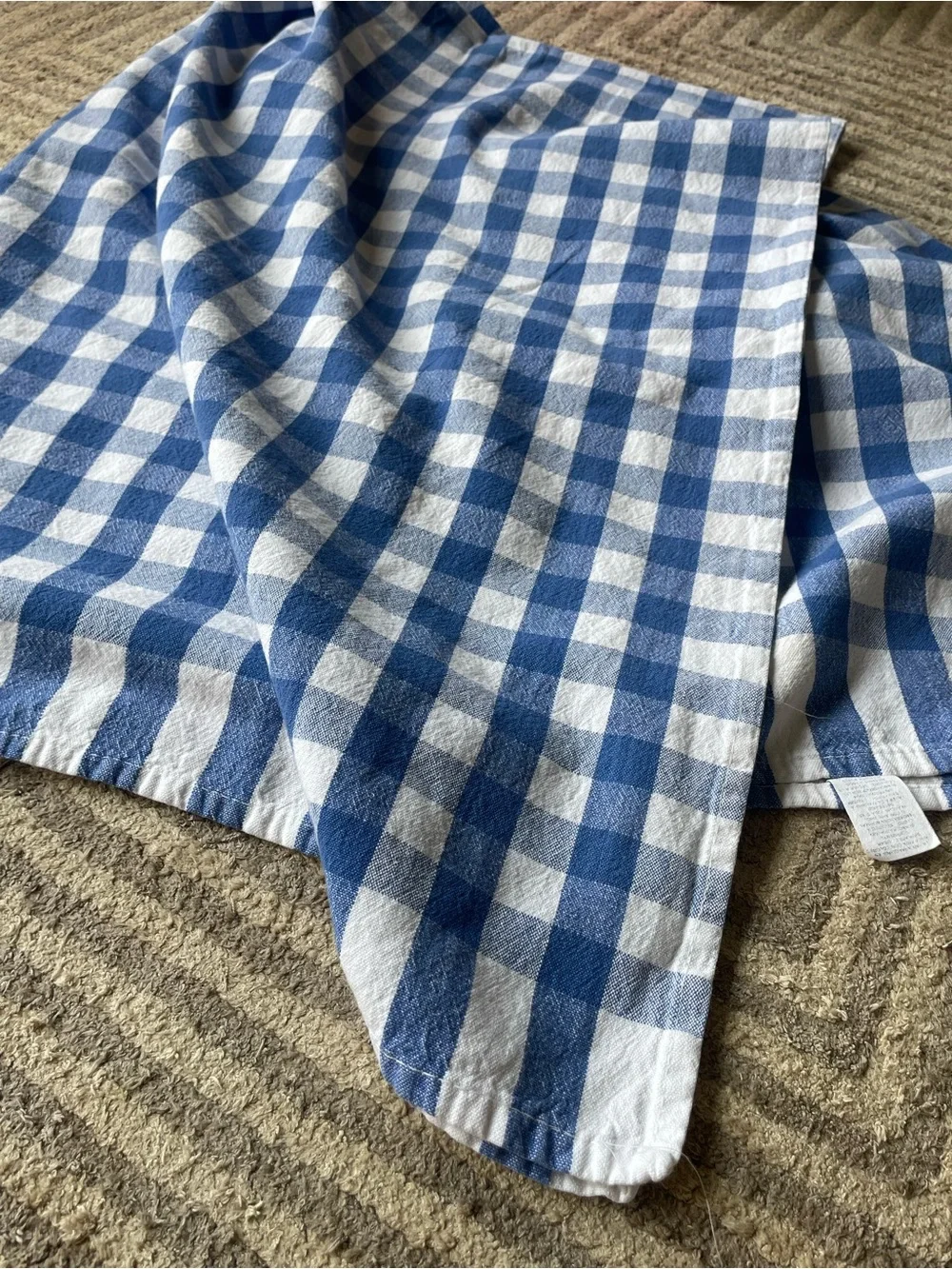 Blue and White Gingham cotton Tablecloth 48x60